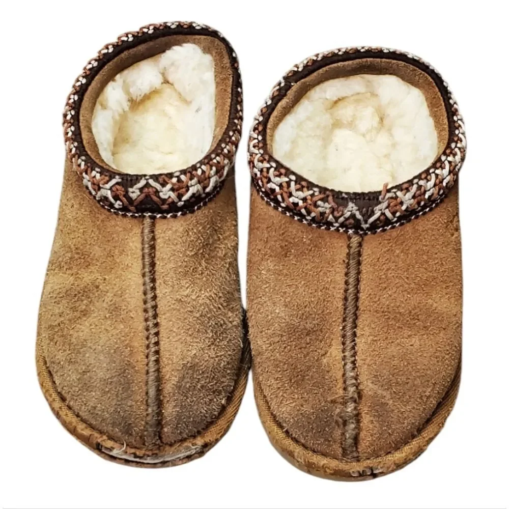 Ugg Brown Suede Slippers With Scherling Lining